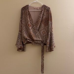 Willow + Root Boho Floral Wrap Style Blouse